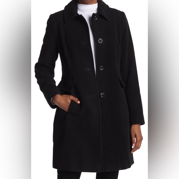 Larry Levine Black and White Flap Faux Pocket Wool Blend Jacket NWT - Picture 6 of 7